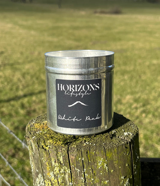 White peak tin candle